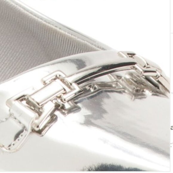 NWT ANNE KLEIN Silver Metallic Finish Tilan Slingback Kitten Heels - Picture 4 of 11